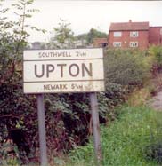 Sign welcoming you to Upton
